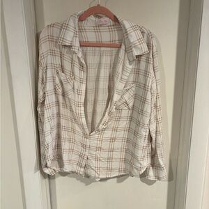 Pink Lily Tan Plaid Shirt 3XL